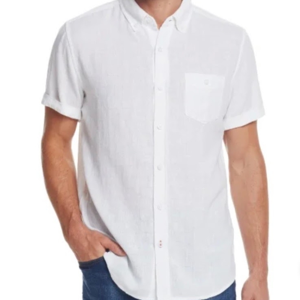 Weatherproof Vintage Men's Linen/Cotton Short Sleeve Woven Shirt - Picture 6 of 13